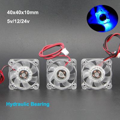 4010 40x40x10mm 4cm Hydraulické ložisko 2pin DC 5v 12v 24v Chladicí bezkartáčový ventilátor Průhledné bílé LED světlo Vyzařující