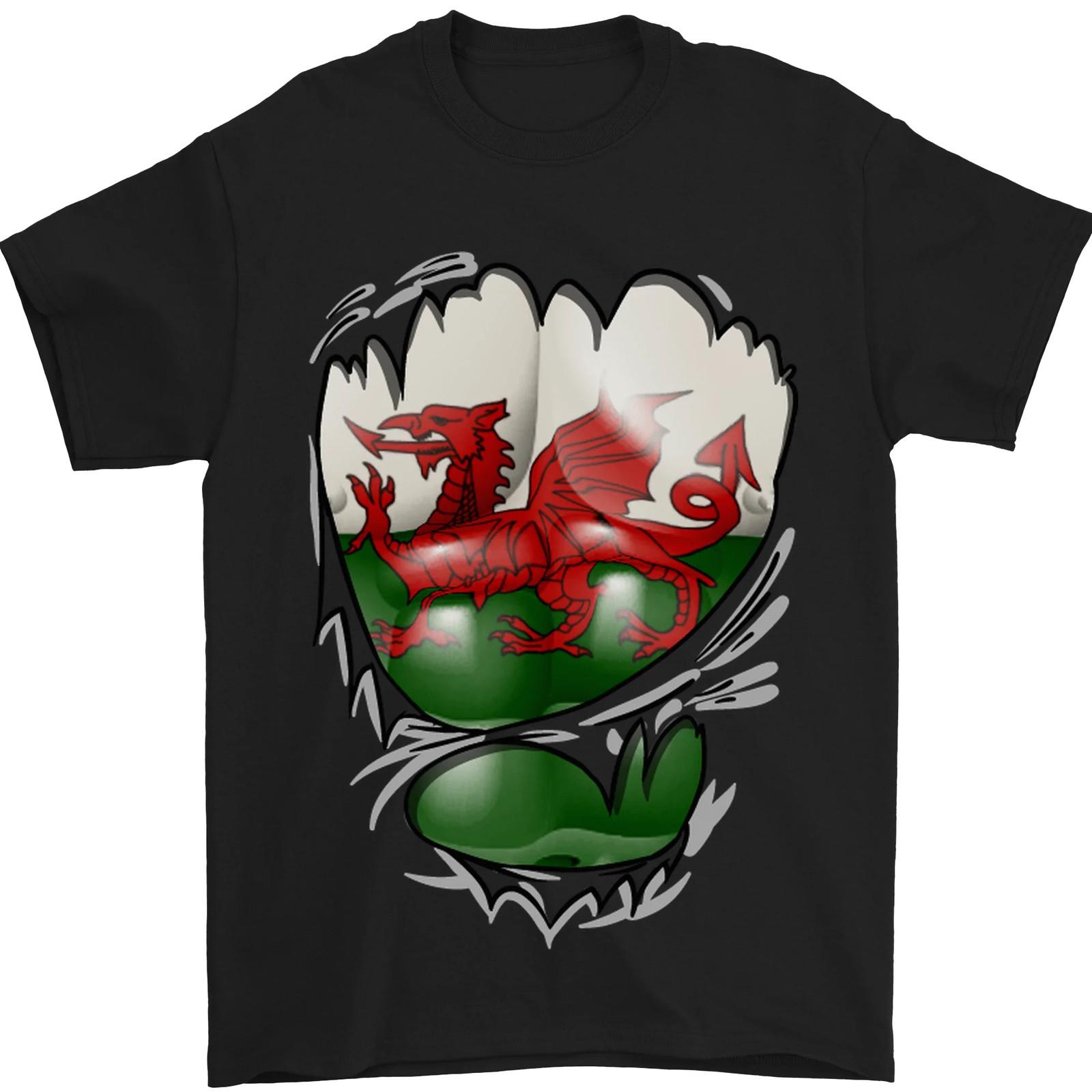 Gym The Welsh Flag Ripped Muscles Wales Mens T-Shirt 100% Cotton S