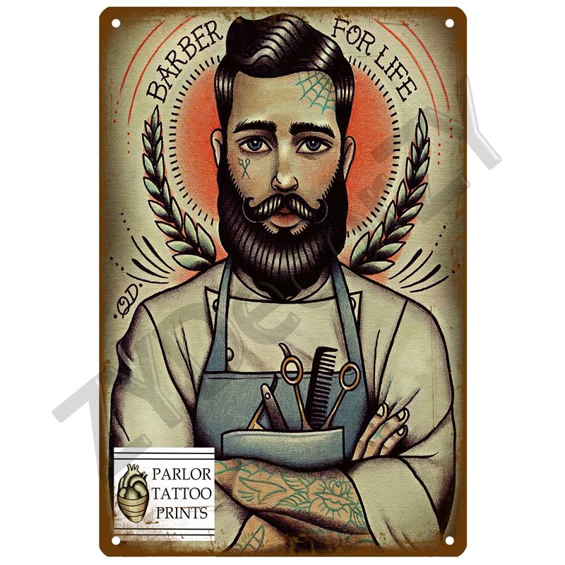 Barber Shop Plåtskylt Affisch Vintage Väggaffischer Metallskylt Dekorativ Väggtallrik Köksplakett Metall Vintage Inredning Tillbehör