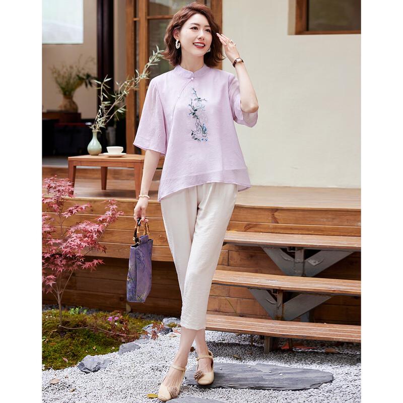 Summer Chinese Style Embroidered Chiffon Two-Piece Set