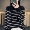 DAFIFY Women's Fashion Casual Fall Winter Stripe Print Long Sleeve Hooded Sweaters
