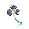 Delicate Alloy Enamel Rhinestone Clover Flower Brooch Elegant Versatile Women'S Clothing Corsage Ornament Pin