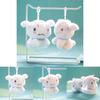 Dog Plush Fashionable Toy Keychain Bag Decoration Fluffy Material Whitepink 12cm Height