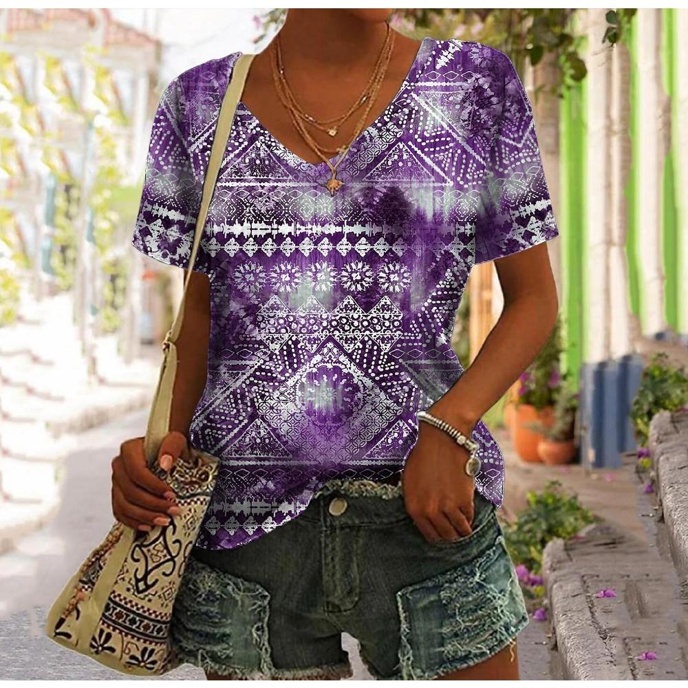 Retro T-shirt Women's Harajuku Clothes Summer Casual Short-sleeved Girl Shirt Floral Print Women's Oversized Top