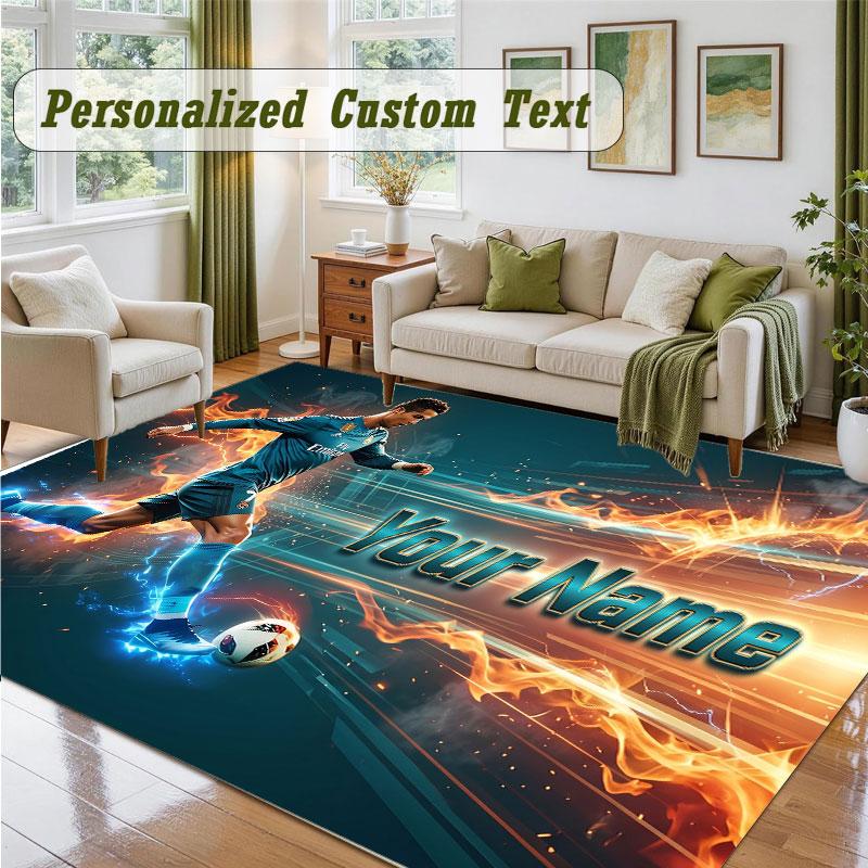 Crystal Velvet Square Rug Custom NameCristiano Ronaldo Pattern Non Slip Home Floor Decor Rug