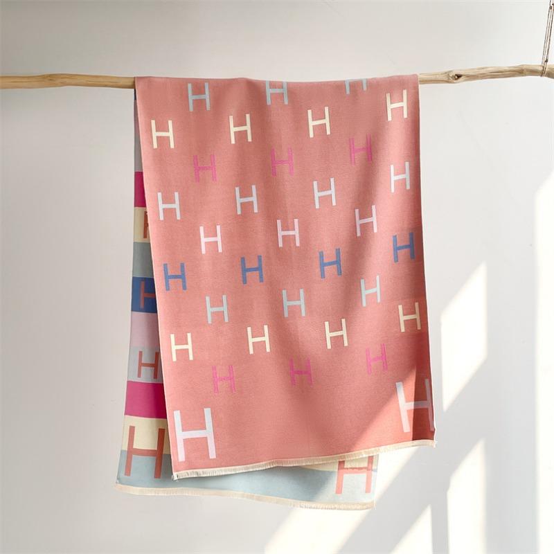 Fular colorat cu litere pentru femei, toamnă și iarnă, nou, îngroșat, color pe ambele părți, imitație cașmir, de înaltă calitate, versatil, șal cald