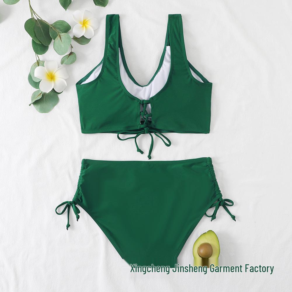 Solid Color European and American Two-Piece Bikini Swimwear Set