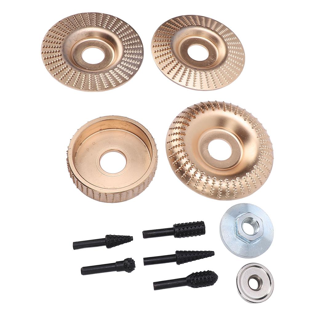 4PCS Angle Grinder Wood Carving Disc Set Carbon Steel Grinding Wheel Shaping Disc with 5 Rotating Burr Rasp for 4in 4 1