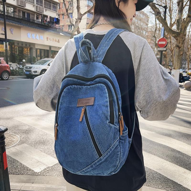 Damen-Jeans-Rucksack, große Kapazität, Schüler-Schultasche