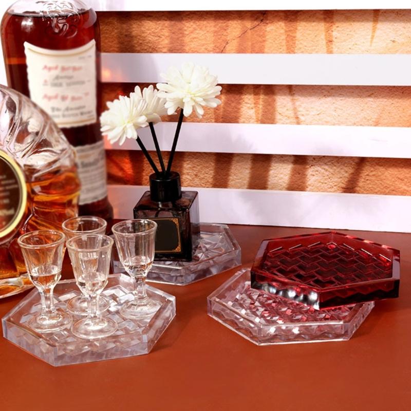 Gemeotric Hexagon Coaster Mold Resin Silicone Molds Diy Crystal Glues Storage Tray Mold for Making Fruit Storage Plate