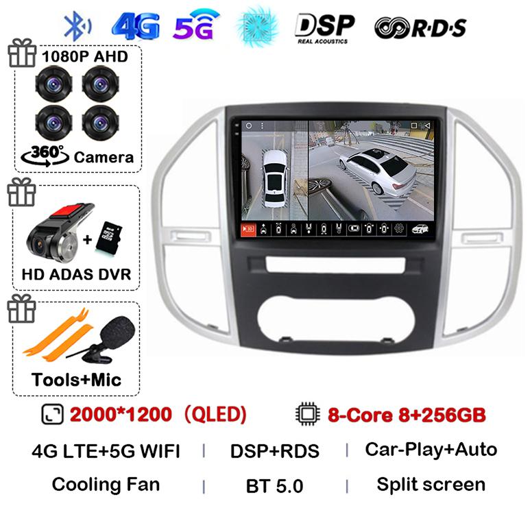 Android 14 Carplay Auto Car Radio For Mercedes Benz Vito W447 2014-2021 Multimedia GPS Video Player 360 Camera Stereo Head Unit
