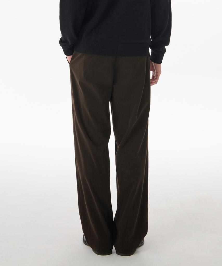 MUSINSA STANDARD 14W Corduroy One-Pleat Wide Elastic Pants [Brown]