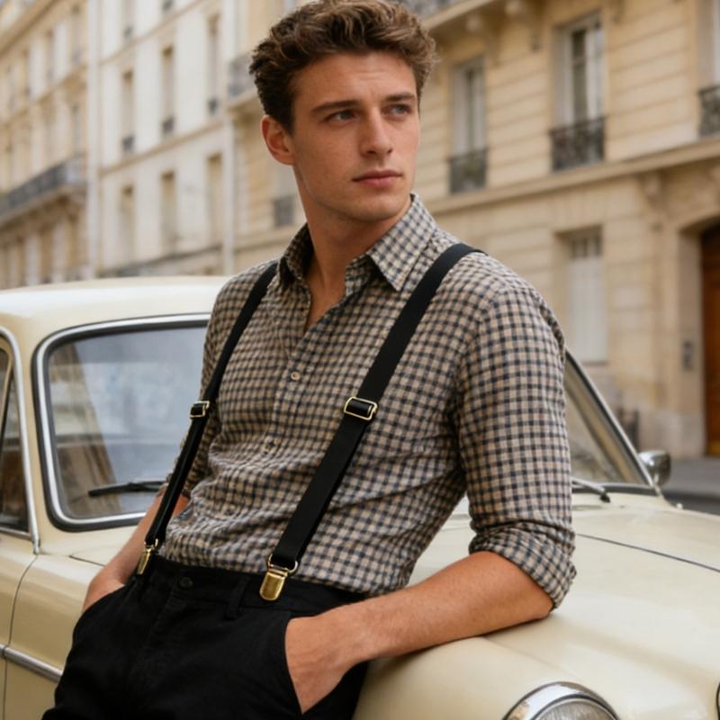 Old Fashion PU Suspenders Belt With 4 Strong Metal Clasp and Y Shape Design For Men Women And Teens Formal Occasion