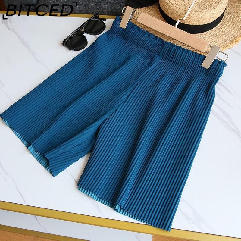 BITCED Pleated Shorts for Women Spring/Summer Casual Cropped Trousers High-Waisted Loose-Fit Flattering Straight-Leg Wide-Leg Trousers