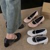 European Princess Style Bow Round Head Rhinestone Single Shoes Spring and Autumn New Daily Design Sense Word with Mary Jane Shoes