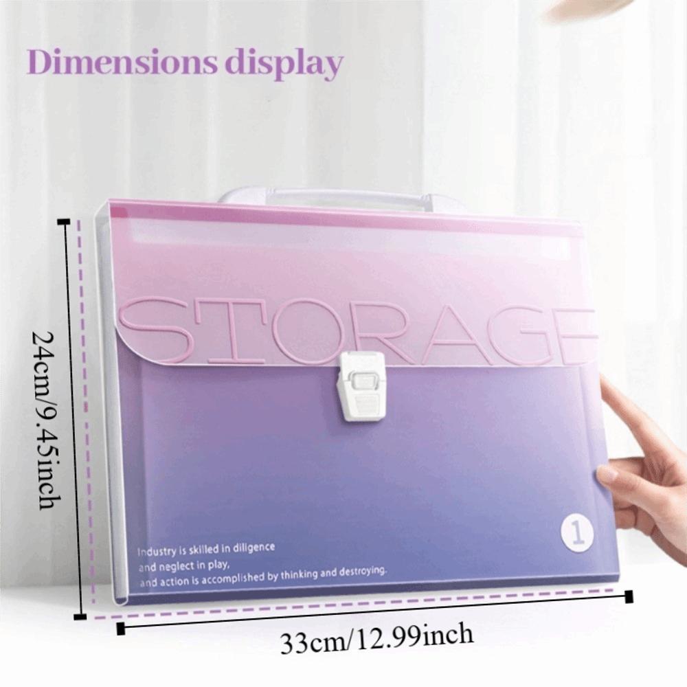 Gradient Color 13 Layer Folder Large Capacity Student Test Paper Storage Bag Office