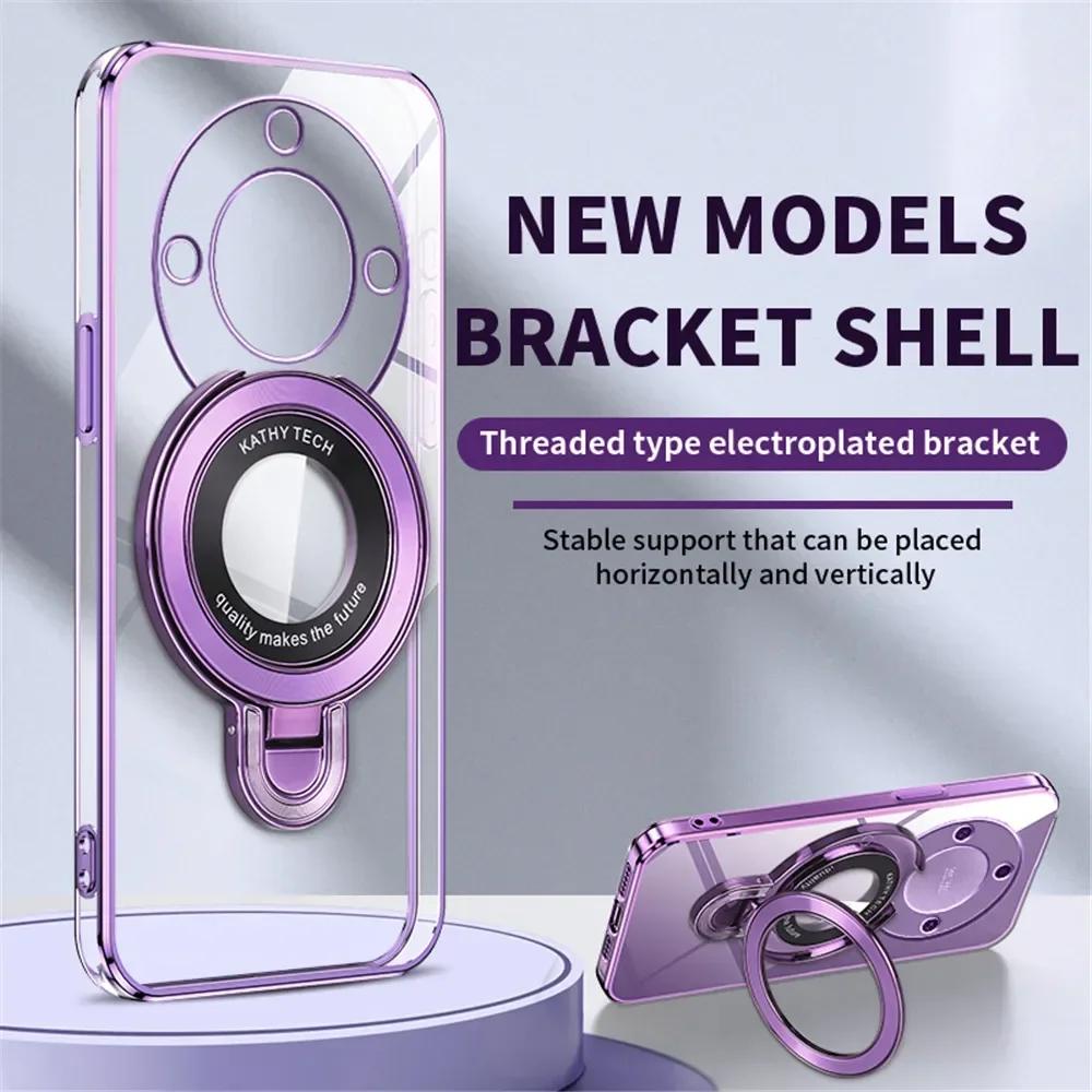 Magic 7 Lite Plating Magnetic Bracket HD Case for Honor Magic 7 Pro 6 5 Lite Honor X9C X9B X9A X8A/B TPU Shockproof Soft Shell