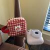 Women's Red Plaid Large-Capacity Makeup Bag – Cute Mini Storage for Lipstick, Camera, and Miscellaneous Items