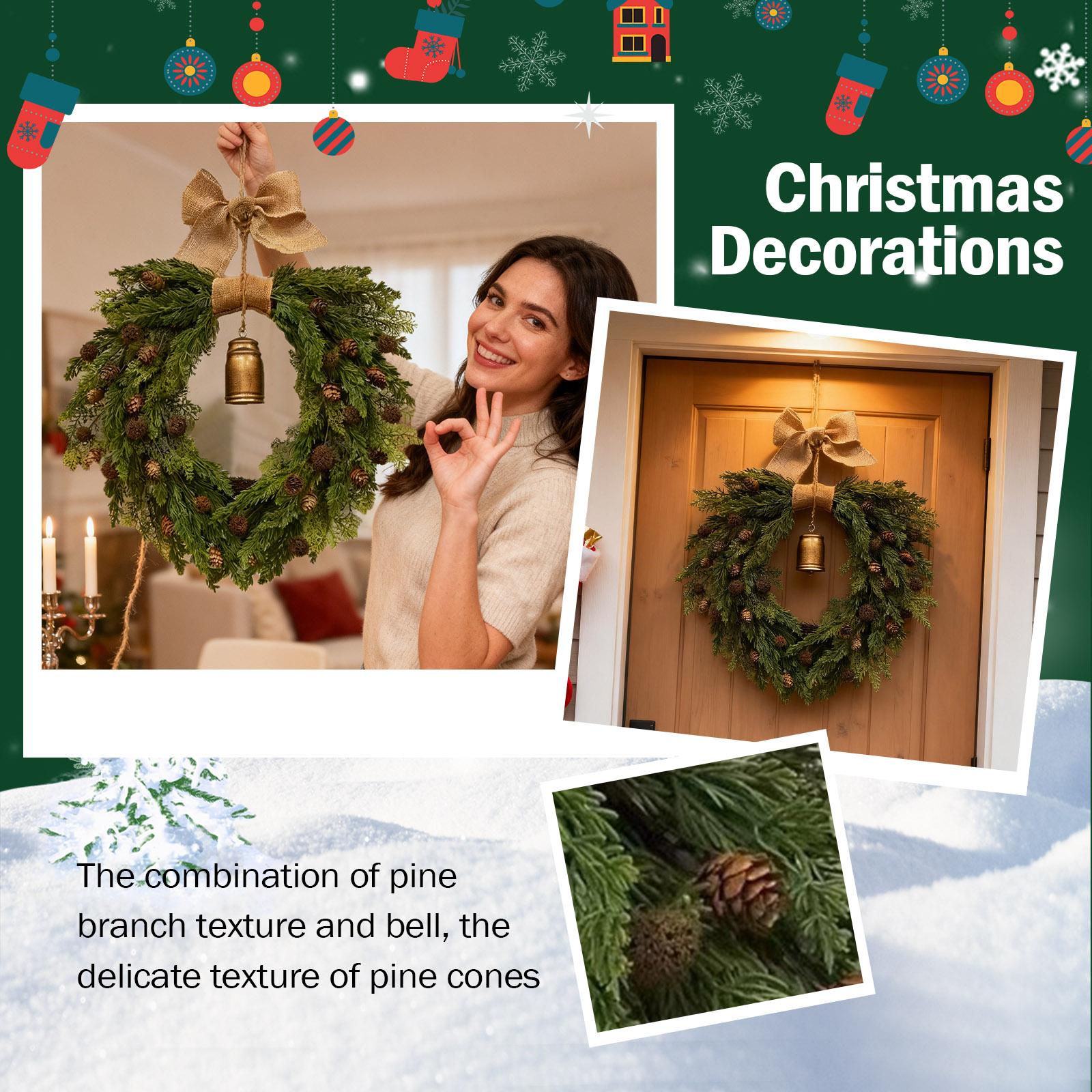 

Christmas Norfolk Wreath PE Soft Rubber Texture Needles And Pinevine Christmas Decoration One Size