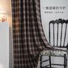 ImanQi Curtains Christmas Coffee Plaid Woven French Kitchen Window Semi-Sheer