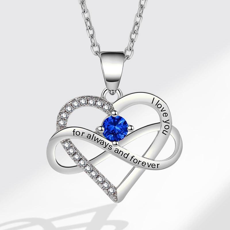 Fashionable Zircon Heart Large 8 I Love You Letter Necklace Women's Versatile Jewelry