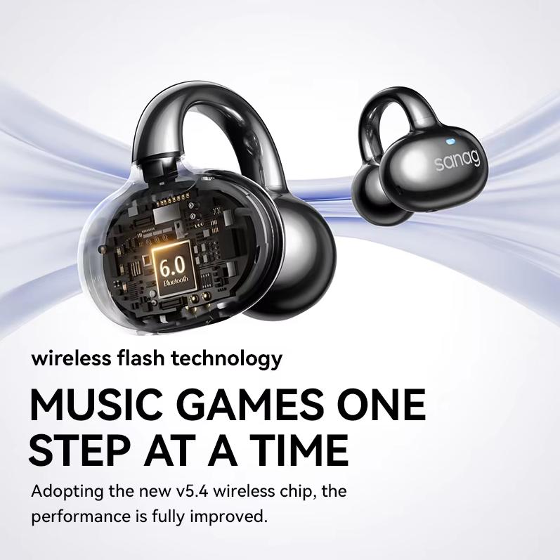 SANAG Sena S6 Ultra Bluetooth sluchátka s klipem na ucho Koncept kostního vedení In-Ear Kompatibilní se sportem s Apple a Xiaomi