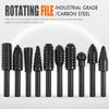 10-Piece Rotary File Set with Round Handles High-Carbon Steel Woodworking Rotary Files Grinding and Polishing Tools