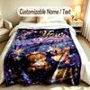 Teddy Bear Theme Custom Blanket Personalized Name & Text Customized Soft Warm Throw Blanket Home Decor