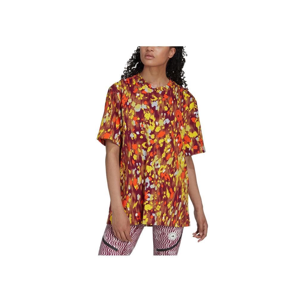 adidas All Over Floral Print Crew Neck Short Sleeve T-Shirt Women Tops Multicolor HG1931