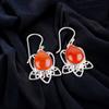 Natural Orange Carnelian Gemstone 925 Sterling Silver Handcrafted Earrings 1.70" EE-40-26