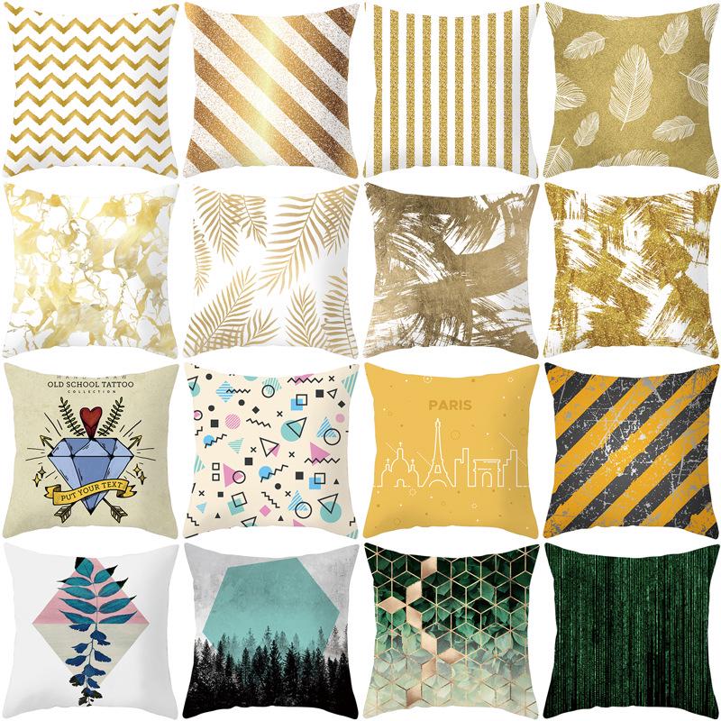 Ins Nordic Style Home Soft Decoration Gold Sofa Pillowcase Digital Printing Office Cushion Cover Pillowcase