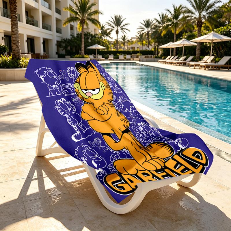 Garfield Print Beach Towel Design, Soft, Lightweight. for Home Bathroom, Spa, Pool, Yoga, Surfing, Camping, Gift for Family, Friend