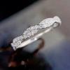 925 Silver Twist Band Finger Rings for Women Full with Bling Bling Cubic Zirconia Statement Female Wedding Band Jewelry