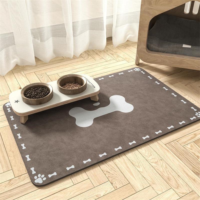 Pet Feeding Mat-Absorbent Pet Placemat Rubber Backing Quick Dry Water Mat For Dog Cat For Food And Water Bowl With Waterproof