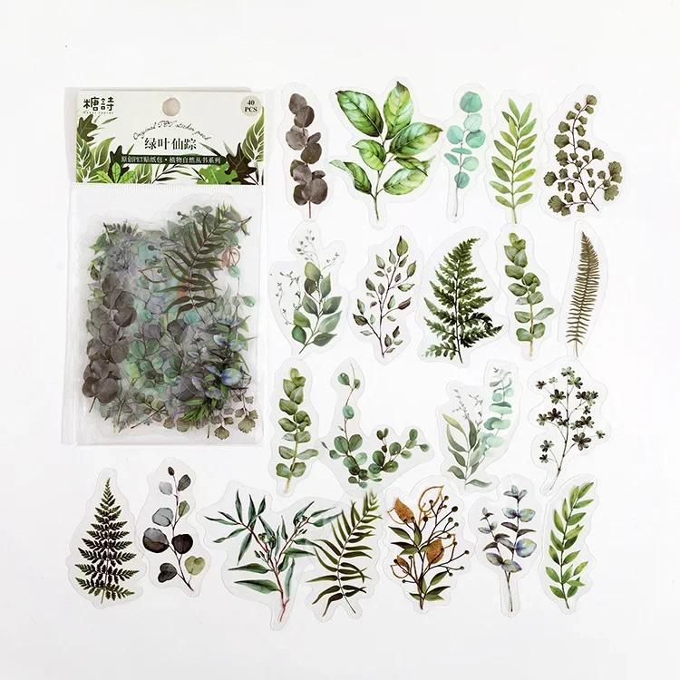 40 Pcs/Set Plant Nature Flower Decorative PVC Sticker Scrapbooking Diy Label Diary Stationery Album Journal Daisy Mushroom Stick