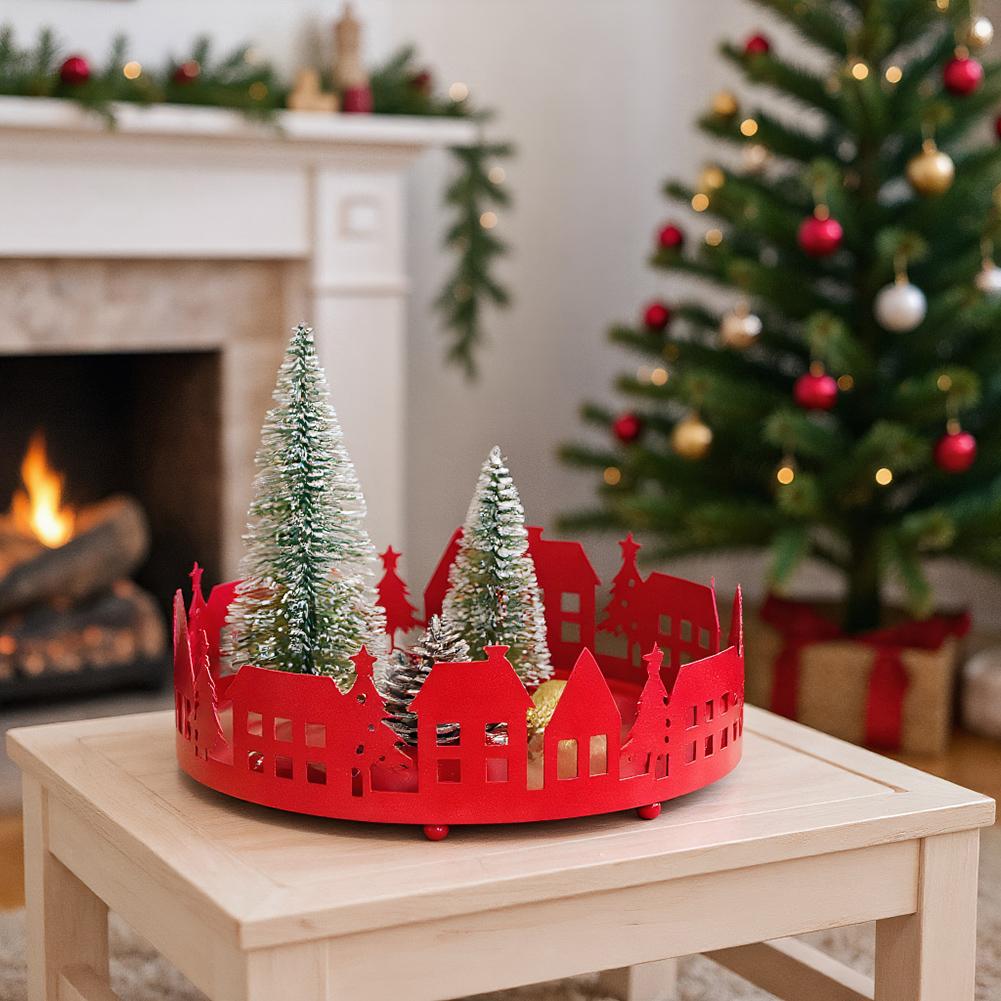 Versatile Tray Set Christmas Decoration Tray Holiday Decor Accessories For Home Red, White For Seasonal Displays