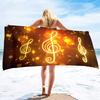 Music Notes Print Sand Free Beach Towel Absorbent Bath Towel Quick Dry Lightweight Large Towels for Swimming Bathroom Spa Pool