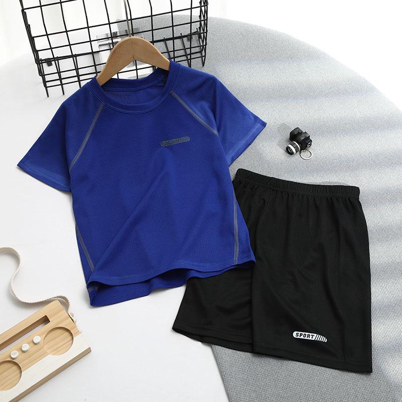 2026 Boys' Summer Sportswear: Short Sleeve and Shorts Mesh Set in 20 Colors