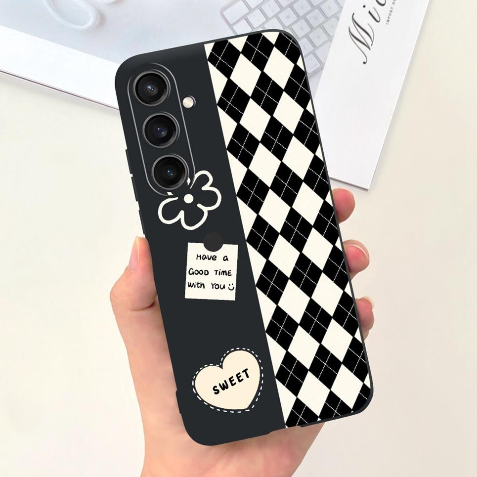 For Funda Samsung Galaxy A35 A25 2023 5G Case SM-A356B SM-A256B Black Cat Moon Night Fashion Coque Etui Matte Silicone Housing