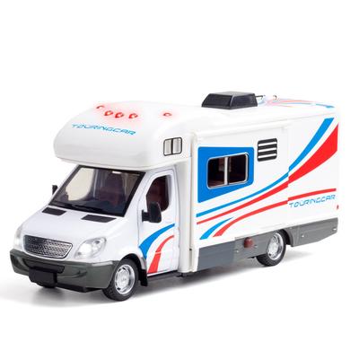 1/32 Ölçekli Alaşım Eğlence Araç Modelleri, Sesli ve Işıklı 4 Kapı Açık, Çocuk Oyuncak Kamp Tur Arabaları İçin Metal Araba Modeli