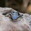 Vintage Faux Moonstone Round Leaves Women Inlaid Rose Ring Party Jewelry Decor