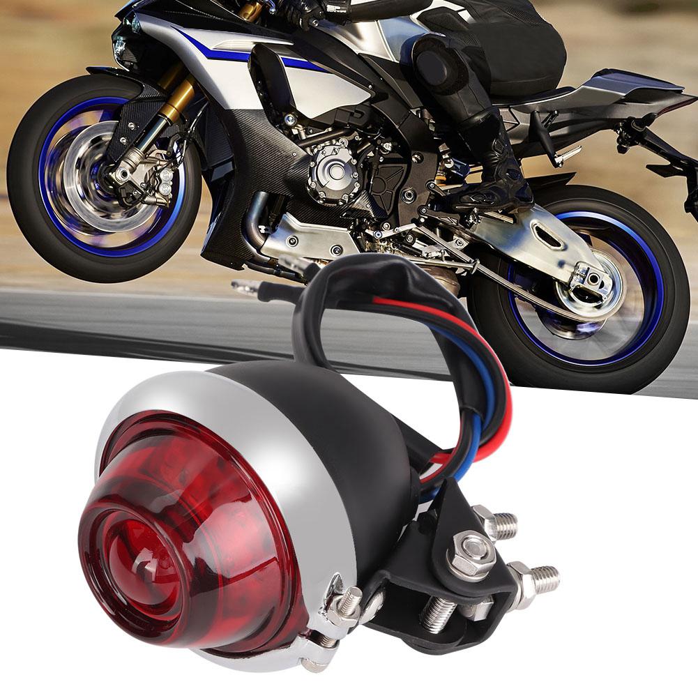 Motorcycle Vintage Convex LED Rear Tail Light Indicator Stop Brake Running Lamp Fit for Honda