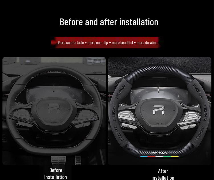 Suede Genuine Leather Steering Wheel Cover for Rising Auto F7, ER6, MARVEL R, R7
