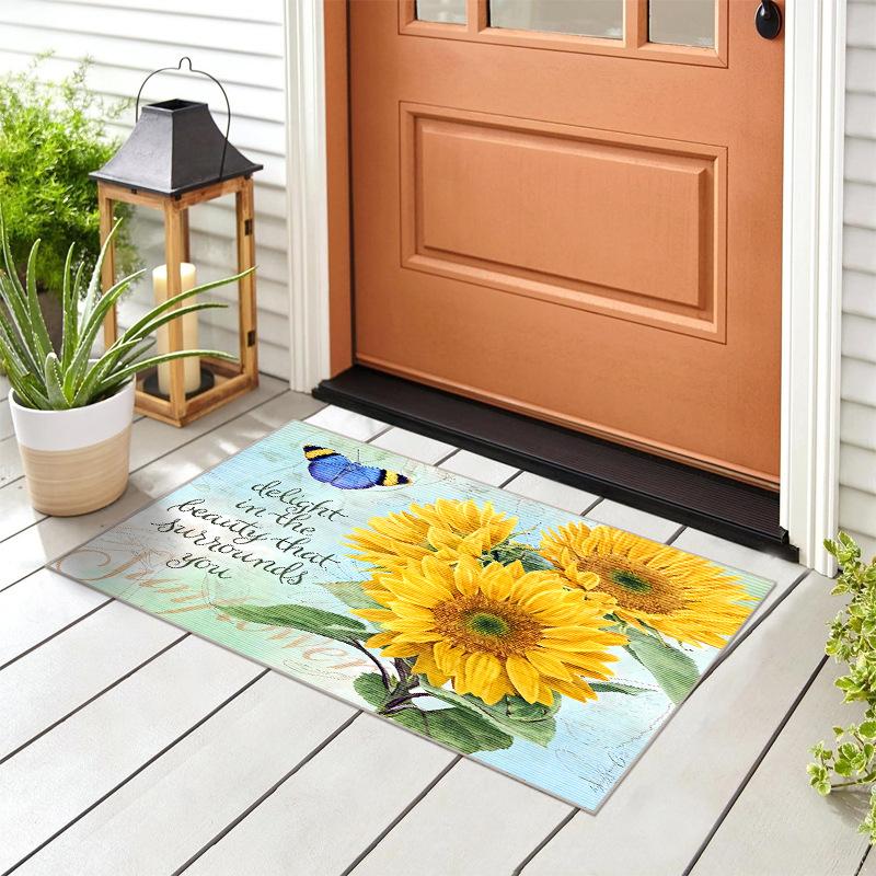 1Pcs Sunflower Kitchen Rug Anti-Fatigue Kitchen Rug Waterproof Non-Slip Rugs Set Runner Rug Bedside Rug Absorbent Carpet