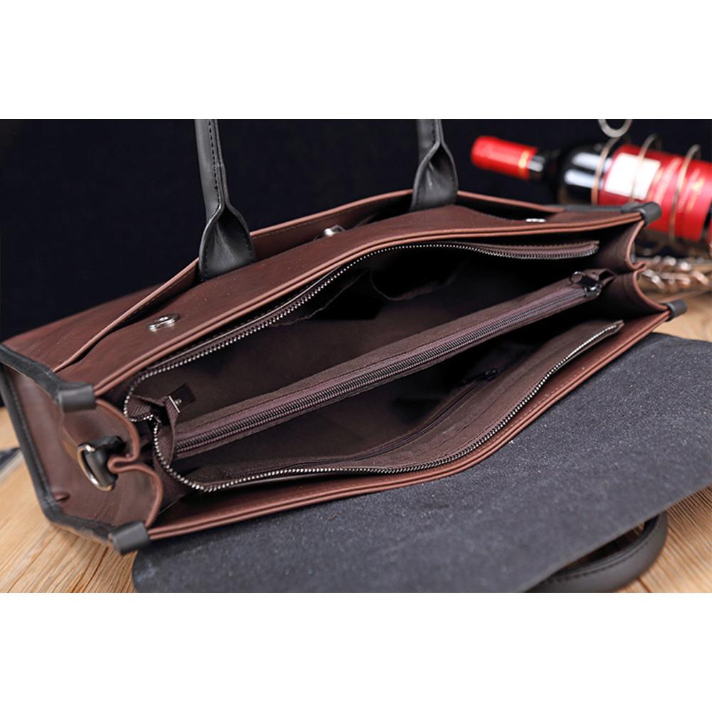 Crazy Horse Leather Men's Bag Retro Briefcase Business Men's Handbag Horizontal One-shoulder Diagonal Computer Bag