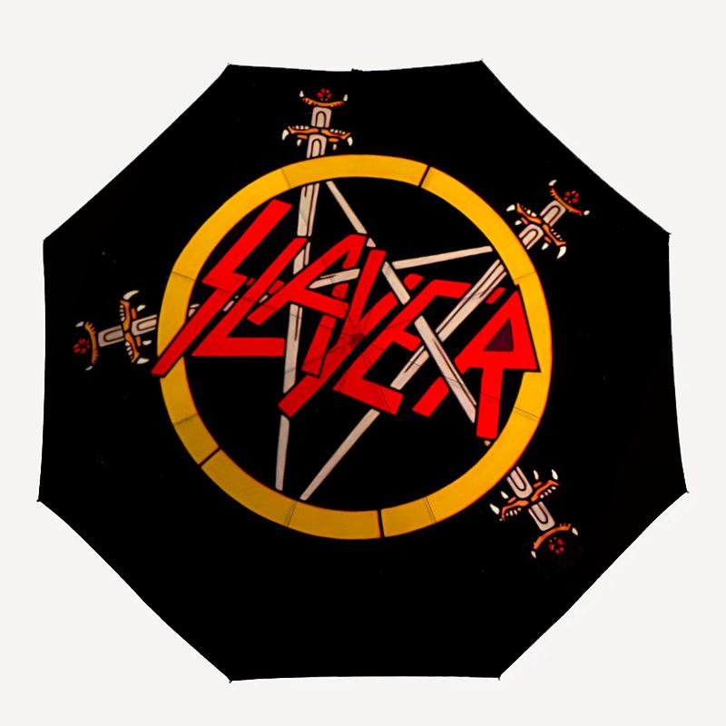 

1pc Slayer Music Automatic Umbrella 8 Rib Portable Folding Black Iron Frame for Outdoor, Beach, Travel, Beach Umbrella 0905213
