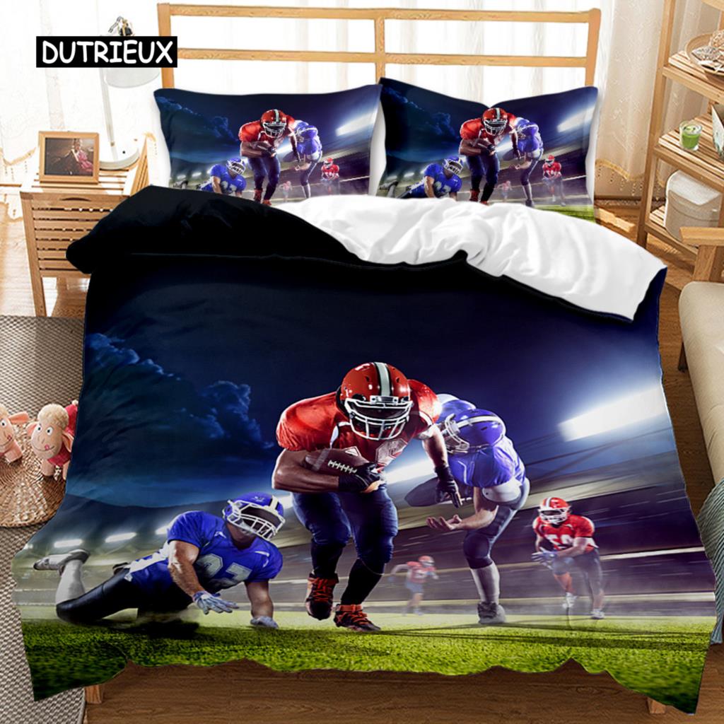 Piłka nożna Piłka nożna z ogniem Młodzieżowy sportowy zestaw pościeli dla nastolatków Piłka nożna Podwójna królowa King rozmiar Poliester Poszewka na kołdrę