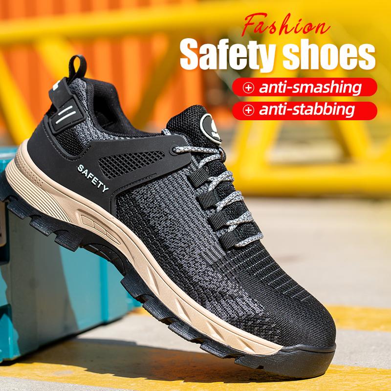 Men's Steel Toe Safety Boots Industrial Work Shoes Anti-Smash Puncture Proof Non-Slip Heavy Duty Wear Resistant Rubber Sole