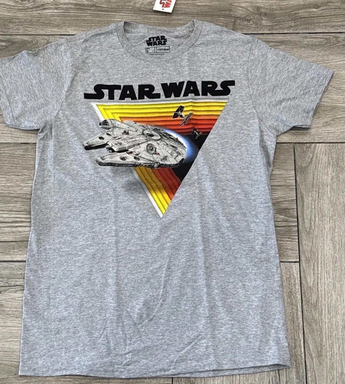 

2018 Star Wars Millennium Falcon Throwback 100% Cotton T-shirt Mens Tees Top Officially License Size Small M