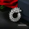 European & American Fashion Leaf Wreath Stud Earrings with Micro-Inlaid Horse Eye Zirconia for Women